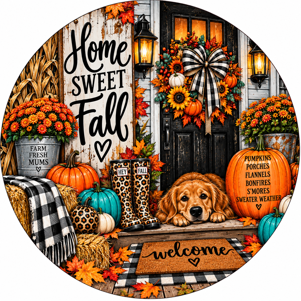 Hey Boo Ghost Halloween Aluminum Wreath Sign ๐ป๐