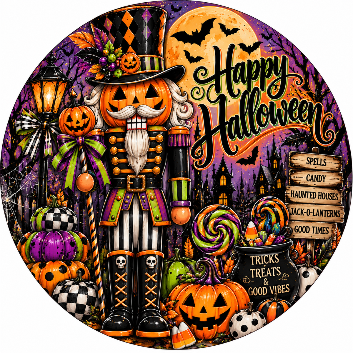 Hey Boo Ghost Halloween Aluminum Wreath Sign 👻🎃