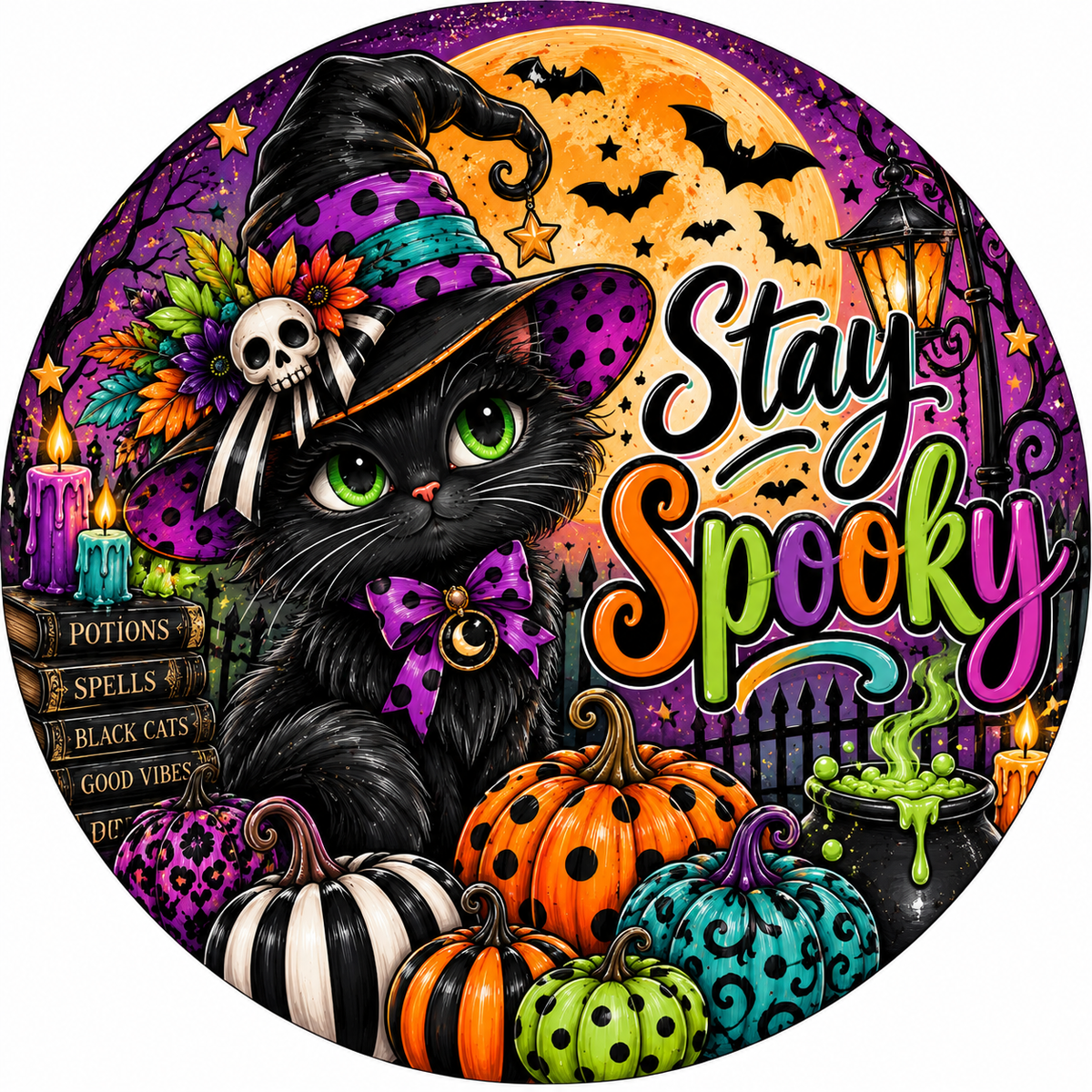 Hey Boo Ghost Halloween Aluminum Wreath Sign 👻🎃