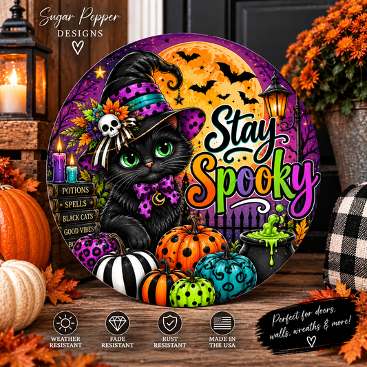 Hey Boo Ghost Halloween Aluminum Wreath Sign 👻🎃
