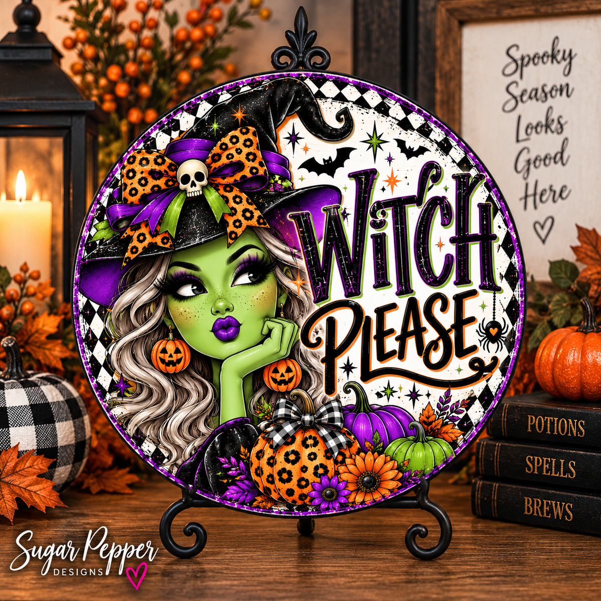 Witch Please Halloween Aluminum Wreath Sign 🎃🧙‍♀️