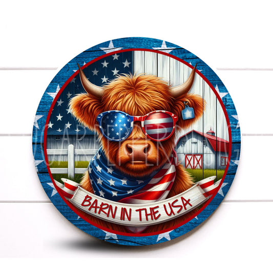 Wreath Sign, Highland Cow Patriotic Wreath Sign, Sign For Wreath, Patriotic Wreath Sign, Sugar Pepper Designs, Door Decor