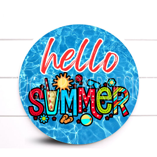 Hello Summer Wreath Sign, Summer Sign, Summer Decor, Wreath Sign, Sugar Pepper Designs, Sign For Wreath, Decor, Aluminum Sign, Summer
