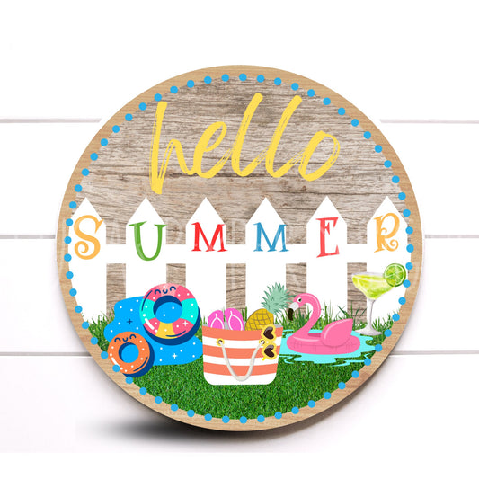 Hello Summer Wreath Sign, Summer Sign, Summer Decor, Wreath Sign, Sugar Pepper Designs, Sign For Wreath, Decor, Aluminum Sign, Summer