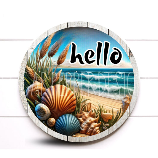 Wreath Sign, Hello Coastal Everyday Wreath Sign, Sign For Wreath, Wreath Embellishments, Sugar Pepper Designs,DIY Project, Aluminum Sign