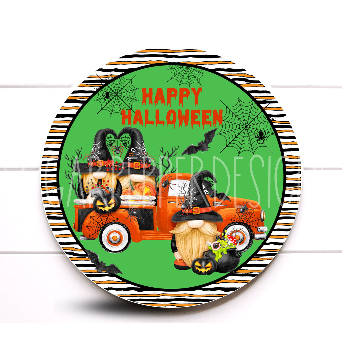 Wreath Sign, Halloween Truck Wreath Sign,Metal Wreath Sign, Sugar Pepper Designs, Door Decor, Sign For Wreath