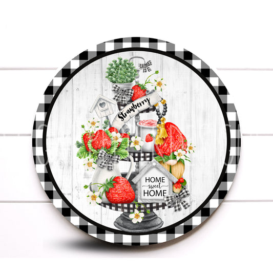 Wreath Sign, Strawberry Wreath Sign, Sugar Pepper Designs, Sign For Wreath, Door Decor, Aluminum Sign, Strawberry Decor