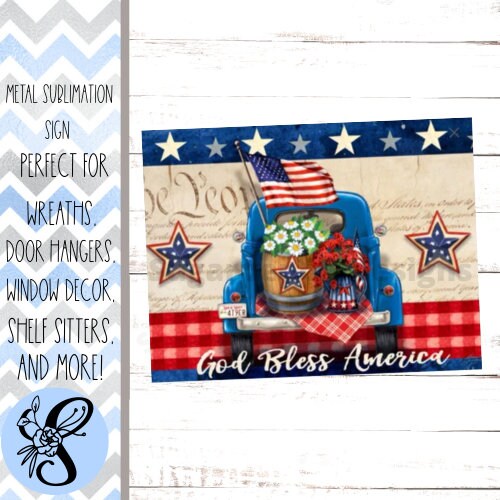 Wreath Sign, God Bless America Round Truck Patriotic Wreath Sign, Summer Wreath Sign, Sugar Pepper Designs, Door Decor, Sign For Wreath