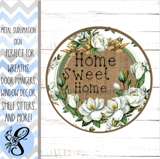 Wreath Sign, Home Sweet Home Round Magnolia Wreath Sign, Sugar Pepper Designs, Sign For Wreath, Door Decor
