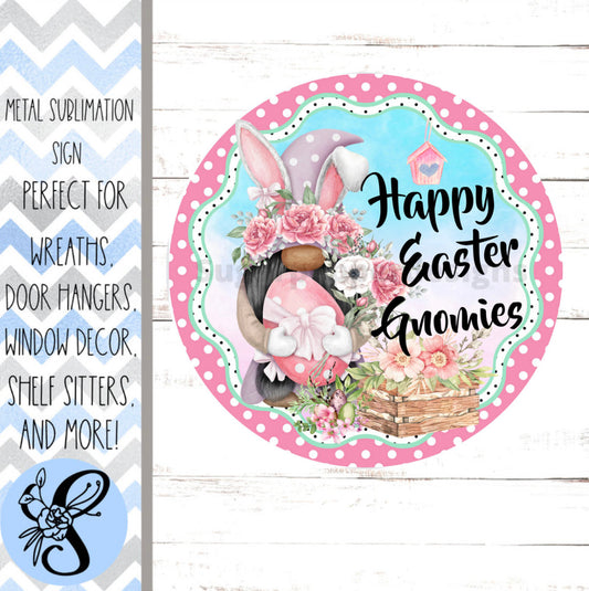 Wreath Sign, Round Wreath Sign, Easter Wreath Sign, Bunny Wreath Sign, Happy Easter Gnomies, Wreath Sign, Sign For Wreath