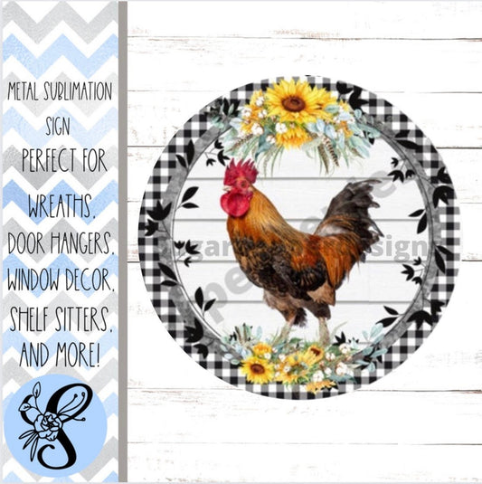 Wreath Sign, Chicken Wreath Sign, Choose Your Custom Size Round Wreath Sign Door Decor