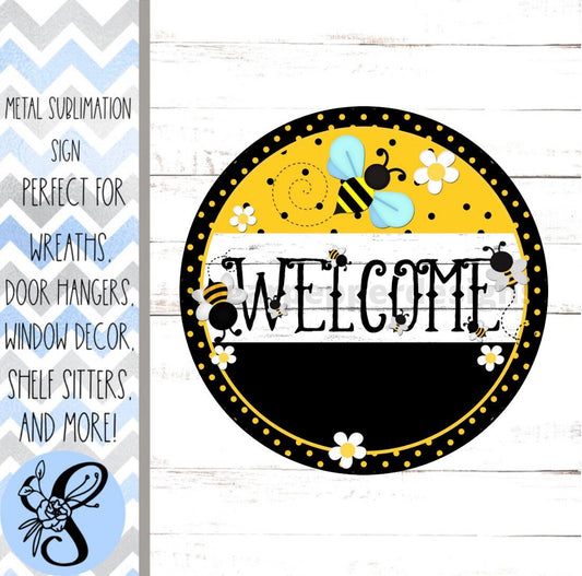 Round Bee Welcome Everyday Wreath Sign, Bee Wreath Sign, Everyday Wreath Sign, Sugar Pepper Designs, Sign For Wreath, Door Decor
