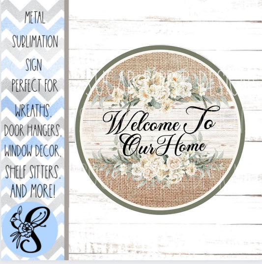 Wreath Sign, Round Welcome Floral Everyday Wreath Sign, Sugar Pepper Designs, Sign For Wreath, Door Decor