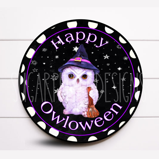 Wreath Sign, Halloween Owl Wreath Sign, Round Metal Wreath Sign, Sugar Pepper Designs, Sign For Wreath