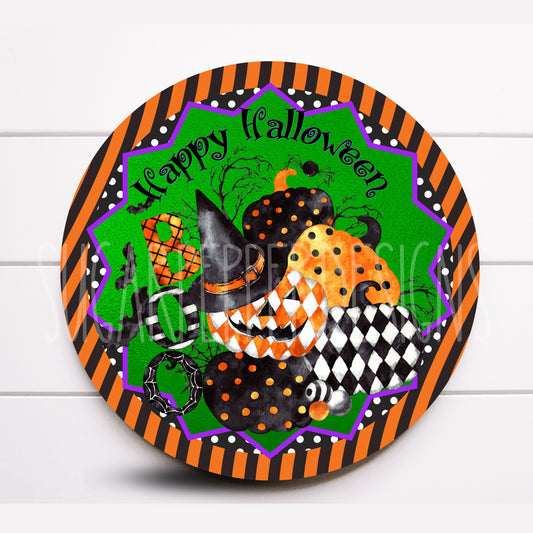 Wreath Sign, Halloween Wreath Sign, Pumpkin Wreath Sign, Harlequin Pumpkin Wreath Sign, Sugar Pepper Designs, Door Decor, Sign For Wreath