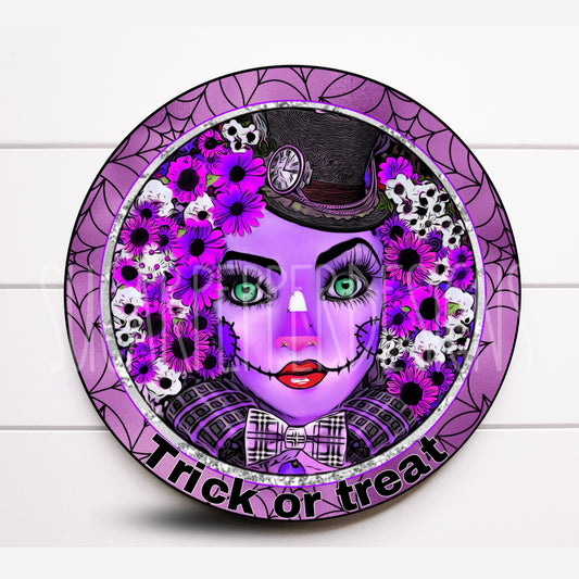Wreath Sign, Scarecrow Wreath Sign, Halloween Wreath Sign, Purple Scarecrow Sign, Sugar Pepper Designs, Sign for Wreath