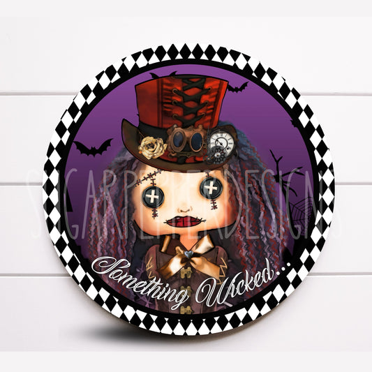 Wreath Sign, Witch Wreath Sign, Halloween Wreath Sign, Round Metal Wreath Sign, Sugar Pepper Designs, Sign for Wreath