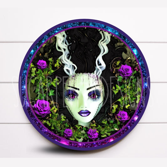 Wreath Sign, Witch Wreath Sign, Halloween Wreath Sign, Round Metal Wreath Sign, Sugar Pepper Designs, Sign for Wreath