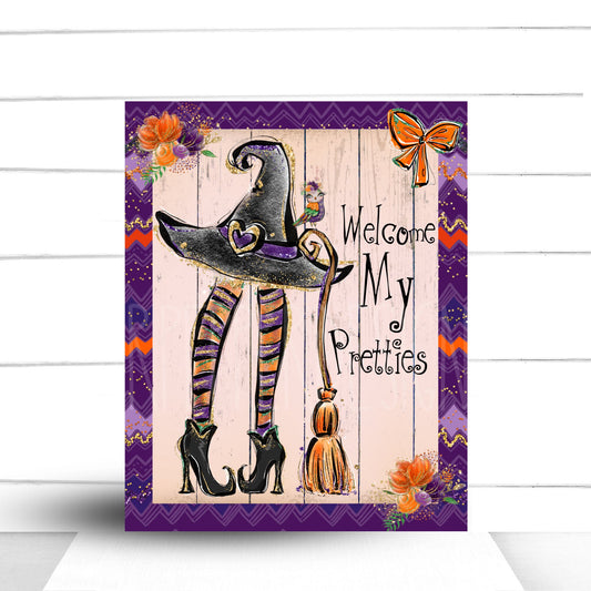 Wreath Sign, Halloween Sign, Welcome My Pretties Sign, Sugar Pepper Designs, Sign For Wreath, Door Decor