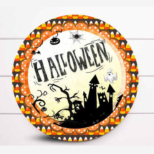 Wreath Sign, Halloween Wreath Sign, Haunted House Wreath Sign, Candy Corn Sign, Sugar Pepper Designs, Door Decor, Sign For Wreath