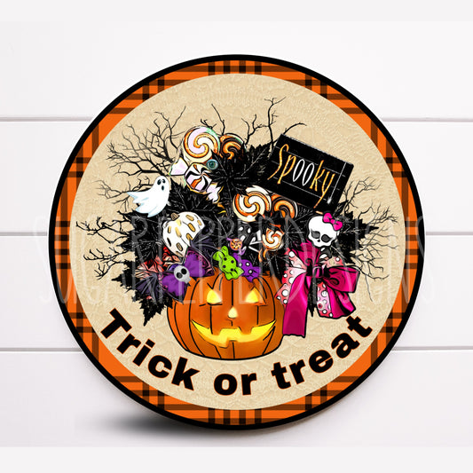 Wreath Sign, Halloween Wreath Sign, Trick or Treat Wreath Sign, Sugar Pepper Designs, Sign for Wreath