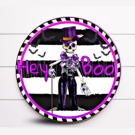 Wreath Sign, Skeleton Halloween Sign, Wreath Attachment, Halloween decoration, Happy Halloween Sign, Trick or Treat Wreath decor