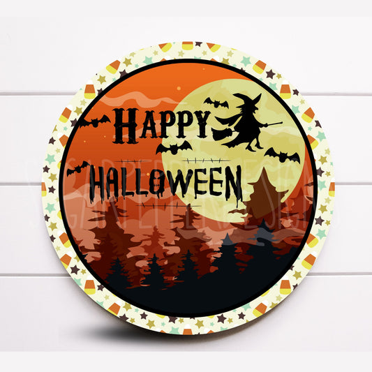 Wreath Sign, Halloween Wreath Sign, Flying Witch Halloween Wreath Sign, Bat Wreath Sign, Sugar Pepper Designs, Door Decor, Sign For Wreath