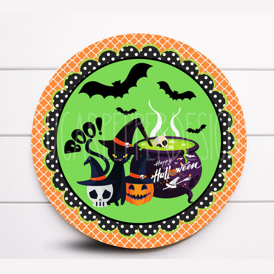 Wreath Sign, Halloween Wreath Sign, Pumpkin Wreath Sign, Black Cat Wreath Sign, Sugar Pepper Designs, Door Decor, Sign For Wreath