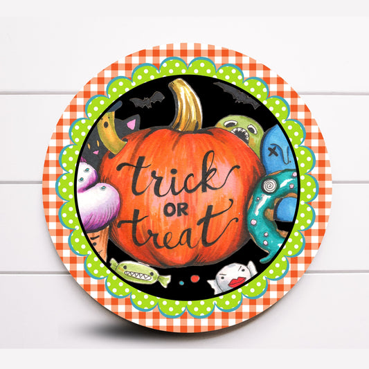 Wreath Sign, Halloween Wreath Sign, Pumpkin Wreath Sign, Trick or Treat Wreath Sign, Sugar Pepper Designs, Door Decor, Sign For Wreath