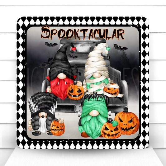 Wreath Sign, Halloween Wreath Sign, Gnome Halloween Truck Sign, Harlequin Halloween Sign, Sugar Pepper Designs, Sign For Wreath