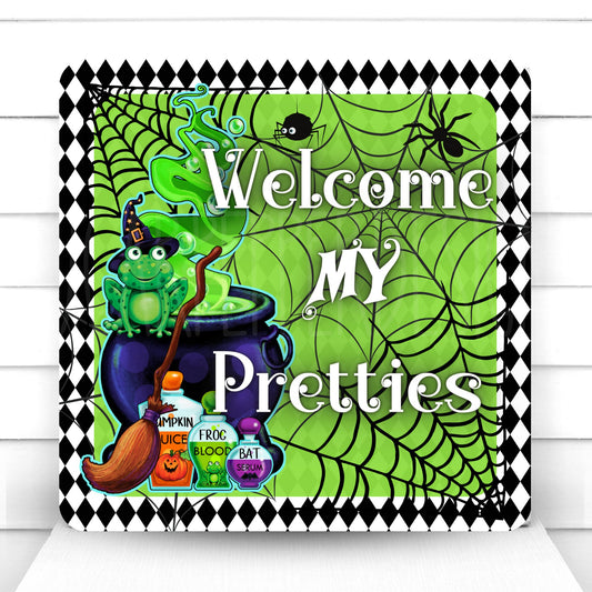 Wreath Sign, Halloween Wreath Sign, Welcome My Pretties Wreath Sign, Sugar Pepper Designs, Sign For Wreath, Door Decor