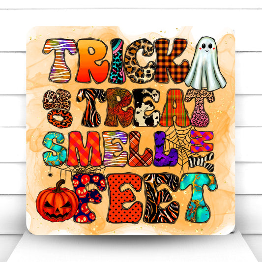 Wreath Sign, Halloween Wreath Signs, Trick or Treat Smell My Feet Square Wreath Sign, Signs for Wreath Making