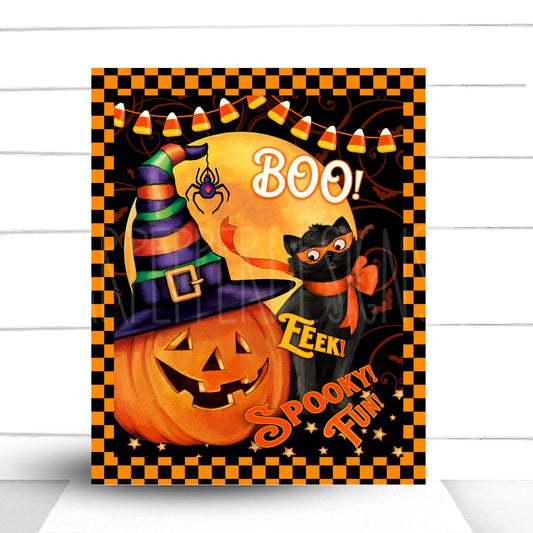 Wreath Sign, Halloween Wreath Sign, Black Cat Halloween Wreath Sign, Boo Pumpkin Wreath Sign, Sugar Pepper Designs, Sign For Wreath