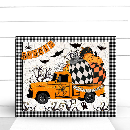 Wreath Sign, Halloween Truck Wreath Sign, Halloween Wreath Sign, Sugar Pepper Designs, Sign For Wreath, Door Decor
