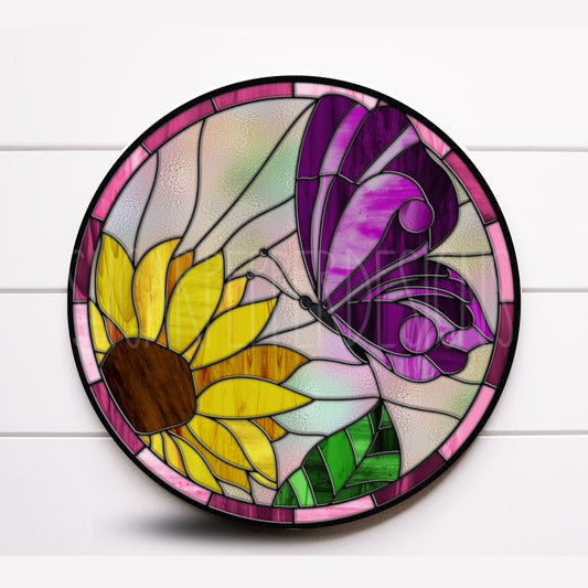 Wreath Sign, Faux Stained Glass Wreath Sign, Monarch Butterfly Wreath Sign, Sunflower Wreath Sign, Sugar Pepper Designs, Sign For Wreaths