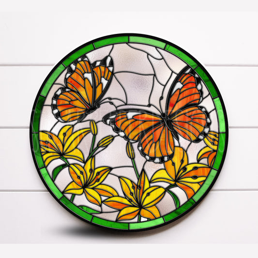 Wreath Sign, FauxStained Glass Wreath Sign, Monarch Butterfly Wreath Sign, Door Decor, Sugar Pepper Designs, Sign For Wreaths