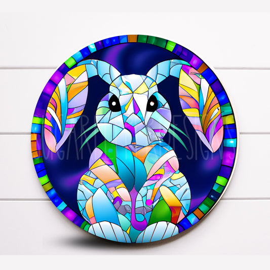 Wreath Sign, Faux Stained Glass Wreath Sign, Easter Bunny Wreath Sign, Mosaic Wreath Sign, Sugar Pepper Designs, Sign For Wreaths