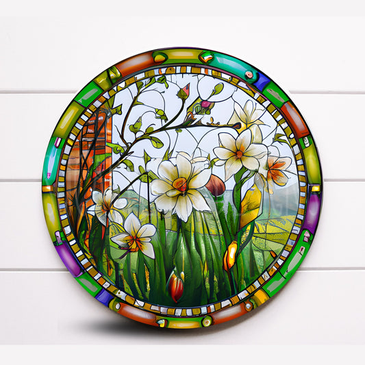 Wreath Sign, Faux Stained Glass Wreath Sign, Spring Daisy Wreath Sign, Door Decor, Sugar Pepper Designs, Sign For Wreaths