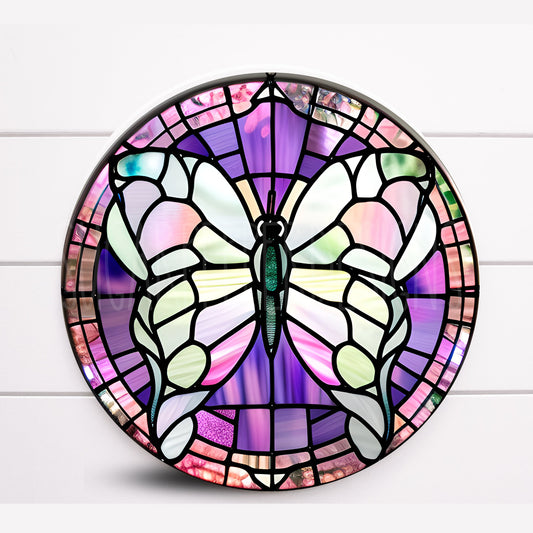 Wreath Sign, Faux Stained Glass Wreath Sign, Monarch Butterfly Wreath Sign, Door Decor, Sugar Pepper Designs, Sign For Wreaths
