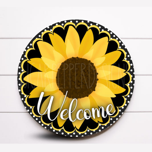 Wreath Sign, Round Wreath Sign, Metal Wreath Sign, Sunflower Sign, Sugar Pepper Designs, Sign For Wreath, Door Decor