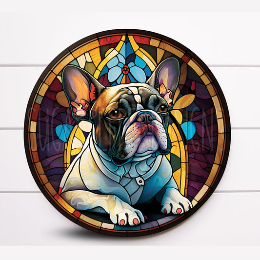 Faux Stained Glass French Bulldog Wreath Sign, Dog Wreath Sign, Sugar Pepper Designs, Signs for Wreaths, Door Decor