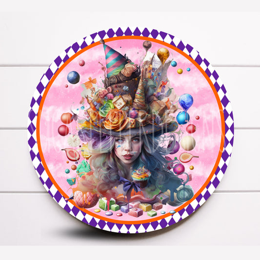 Wreath Sign, Halloween Wreath Sign, Fantasy Candy Witch Metal Wreath Sign, Sugar Pepper Designs, Sign For Wreath, Door Decor