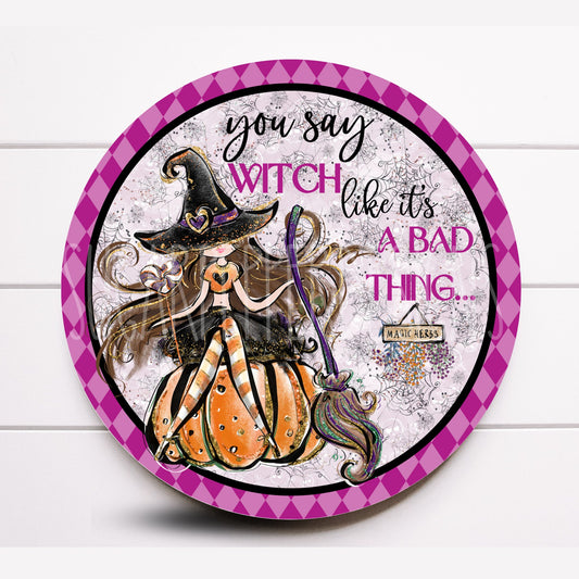 Wreath Sign, Halloween Whimsical Witch Wreath Sign, Wreath Sign, Sugar Pepper Designs, Door Decor, Sign For Wreath