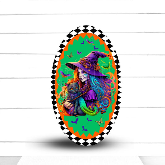 Wreath Sign, Oval Whimsical Witch Halloween Wreath Sign, Sugar Pepper Designs, Sign For Wreath, Door Decor