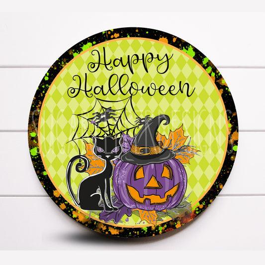 Wreath Sign, Halloween Wreath Sign, Fantasy Black Cat Metal Wreath Sign, Sugar Pepper Designs, Sign For Wreath, Door Decor