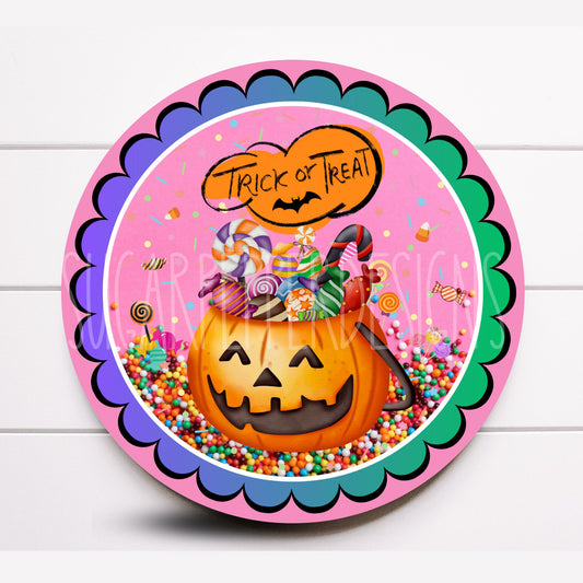 Wreath Sign, Halloween Wreath Sign, Trick or Treat Wreath Sign, Sugar Pepper Designs, Sign for Wreath