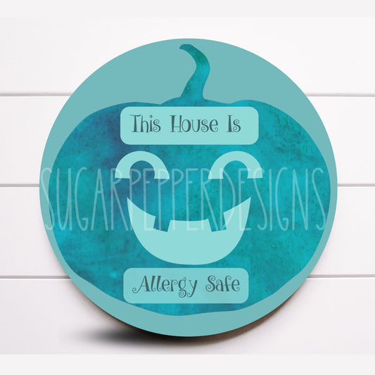 Wreath Sign, Teal Halloween Allergy Awareness Wreath Sign, Teal Pumpkin Wreath Sign, Halloween Wreath Sign, Sign For Wreath